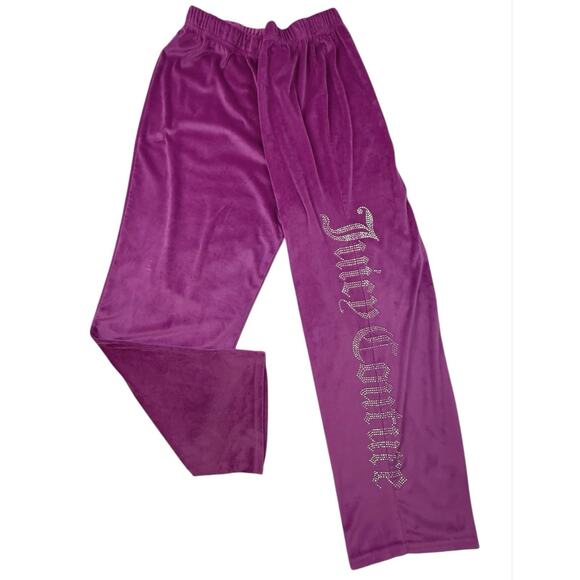 Juicy Couture Other - Juicy Couture Lounge Pants Womens XL Pink Luxe Velour Bling SpellOut Down Leg